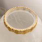 Vintage Tiffin Large Clear Satin Glass Poppy Vase with Gold Tone Rim