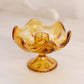 Vintage Viking Epic Amber Glass Footed Candleholder