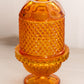 Vintage Viking Orange Glass Diamond Point Footed Fairy Lamp