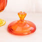 Vintage Viking Orange Red Yellow Amberina Glass Lidded Footed Dish