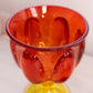 Vintage Viking Orange Red Yellow Amberina Glass Lidded Footed Dish