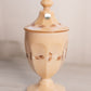Vintage Westmoreland Almond Milk Glass Lidded Dish with Floral Designs