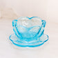 Vintage Westmoreland Blue Glass Flower Bowl with Attached Underplate