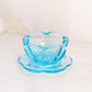 Vintage Westmoreland Blue Glass Flower Bowl with Attached Underplate