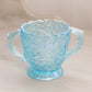Vintage Westmoreland Blue Iridescent Glass Bramble Creamer & Sugar Set