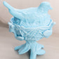 Vintage Westmoreland Blue Milk Glass Glass Bird on Nest Lidded Dish