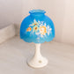 Vintage Westmoreland Blue Satin Glass Floral Fairy Lamp w/ White Base
