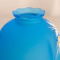 Vintage Westmoreland Blue Satin Glass Floral Fairy Lamp w/ White Base