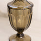 Vintage Westmoreland Brown Glass Footed Lidded Dish Pointed Finial