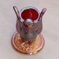 Vintage Westmoreland Carnival Amberina Glass Owl Toothpick Holder (Glows)