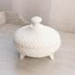 Vintage Westmoreland Glass Circular Milk Glass English Hobnail Lidded Dish