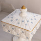 Vintage Westmoreland Glass Handpainted Old Quilt Lidded Dish