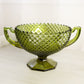 Vintage Westmoreland Green Glass English Hobnail Handled Footed Bowl