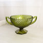 Vintage Westmoreland Green Glass English Hobnail Handled Footed Bowl