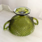 Vintage Westmoreland Green Glass English Hobnail Handled Footed Bowl