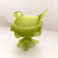 Vintage Westmoreland Green Satin Glass Bird on Nest Lidded Dish