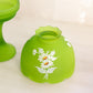 Vintage Westmoreland Green Satin Glass Fairy Lamp w/ Floral Decals