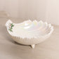 Vintage Westmoreland Iridescent Milk Glass Holly Berry Shell Dish