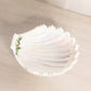 Vintage Westmoreland Iridescent Milk Glass Holly Berry Shell Dish