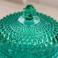 Vintage Westmoreland Laurel Green Glass Hobnail Butter Cheese Dish