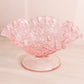 Vintage Westmoreland Pink Glass Footed Bramble Bowl with Ruffle Edge