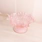 Vintage Westmoreland Pink Glass Footed Bramble Bowl with Ruffle Edge
