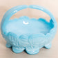 Vintage Westmoreland Small Blue Milk Glass Handled Floral Basket Dish