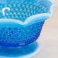 Vintage Westmoreland Small Blue Opalescent Glass Hobnail Footed Bowl