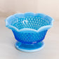 Vintage Westmoreland Small Blue Opalescent Glass Hobnail Footed Bowl
