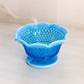 Vintage Westmoreland Small Blue Opalescent Glass Hobnail Footed Bowl