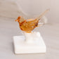 Vintage Westmoreland Small Orange Glass Bird on Branch 2 Piece Figurine