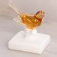 Vintage Westmoreland Small Orange Glass Bird on Branch 2 Piece Figurine