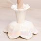 Vintage Westmoreland White Iridescent Mother of Pearl Milk Glass Lotus 2-Way Candleholder
