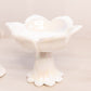 Vintage Westmoreland White Iridescent Mother of Pearl Milk Glass Lotus 2-Way Candleholder