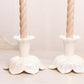 Vintage Westmoreland White Iridescent Mother of Pearl Milk Glass Lotus 2-Way Candleholder