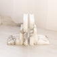 Vintage White and Gray Alabaster Book Design Bookends (Made in Italy)
