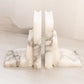 Vintage White and Gray Alabaster Book Design Bookends (Made in Italy)