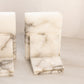 Vintage White and Gray Alabaster Book Design Bookends (Made in Italy)
