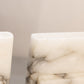 Vintage White and Gray Alabaster Book Design Bookends (Made in Italy)