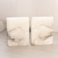 Vintage White and Gray Alabaster Book Design Bookends (Made in Italy)