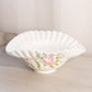 Vintage White Milk Glass Rose and Lattice Floral Oval Ruffled Bowl
