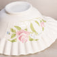 Vintage White Milk Glass Rose and Lattice Floral Oval Ruffled Bowl