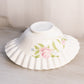 Vintage White Milk Glass Rose and Lattice Floral Oval Ruffled Bowl