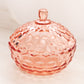 Vintage Whitehall Circular Peachy Pink Glass Lidded Dish