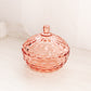 Vintage Whitehall Circular Peachy Pink Glass Lidded Dish