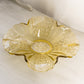 Vintage Yellow Gold Glass Daisy & Button Bowl with 2 Fancy Handles