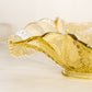 Vintage Yellow Gold Glass Daisy & Button Bowl with 2 Fancy Handles