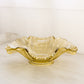 Vintage Yellow Gold Glass Daisy & Button Bowl with 2 Fancy Handles