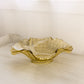 Vintage Yellow Gold Glass Daisy & Button Bowl with 2 Fancy Handles